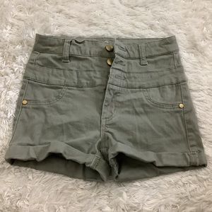 Green high waist shorts